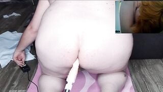 Trans Wilma Flintstone bangs and a screwing machine