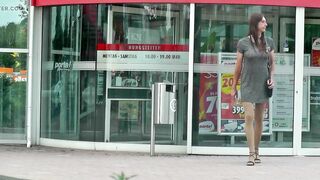 Crossdresser in very short dresses & skirts outside