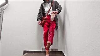 I peed a giant load in my satin panties in the stairwell