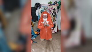 PVC Nun Breathplay Training With Dildo