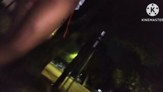 T-girl having an anal beer outdoors and then getting it out