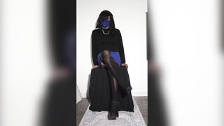 Crossdresser in blue petticoat