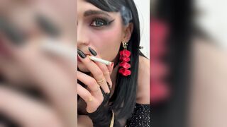 Sultry mother I'd like to fuck Large Boobs Hotty Smokin' Cigarette Femdom-goddess Carnal and Hot BodyStocking with me at Home