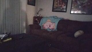 Plus size trans woman dances on a pole and uses a booty plug