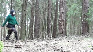 Tgirl fetishist striptease in the forest