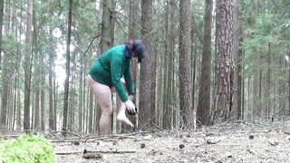 Tranny fetishist striptease in the forest