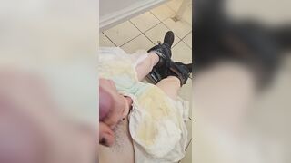 Trans puppygirl cums on mellow pissy diaper porn