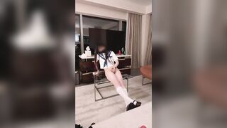 Trans gal anal masturbation and cum with sextoy