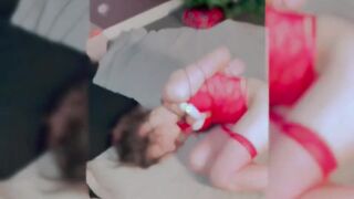 Hawt Christmas Lingere + S&M rope slavery on transgender woman, cute struggling episode, short