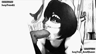 vintage toon oral with huge wang