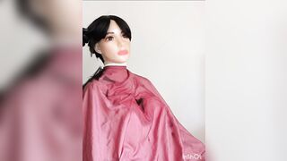 Ladyboy barberette chops breasty hygienist lengthy hair off