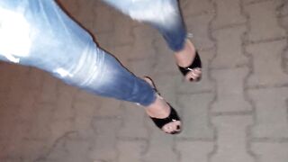 slender jeans and high heels - public crossdressing