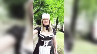 Sissy maid outdoors in Lancashire