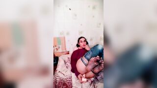 Trans cutie playing with her booty alone