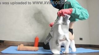 Anal opening hard with a large sex tool.