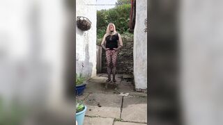 Sissy pissing outside