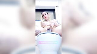 Large Melons Trans Sweetheart Rides Massive Sex-toy Unfathomable in Her Butt Until That babe Cums Like a Fountain