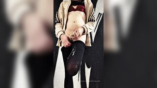 Crossdresser in Public Place Wanking Weenie
