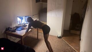 Blondy striping intimate dancing solo