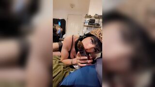 Cute femboy sucking imaginary schlong