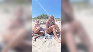 Live sex show recording, nudist beach, mobile version, action camera POV, 4K, t-girl girlfriend and cis man19.05.2025 three