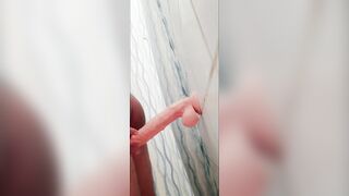 Cute femboy permeates himself with a sextoy and swallows his load