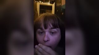 Transgirl gags on her ebony sex tool