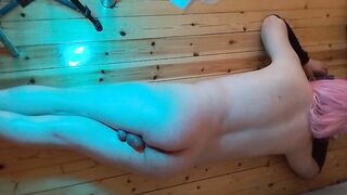 Femboy Enjoys Self-Oil Massage on His Large Ass