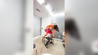 Sexy Velma riding her much loved chair massive boobs large booty