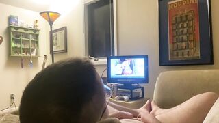 FtM rubs love button and rides pillow during the time that watching porn