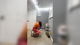 Velma riding her beloved chair with her biggest jock and large boobs