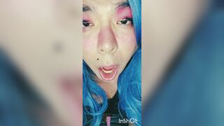 Crossdresser eats their own cum