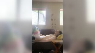 Valuable wench likes being homosexual in multicolor nylons and cums