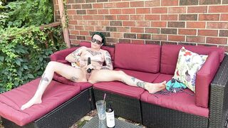 Bare FTM Masturbates In Backyard Preview