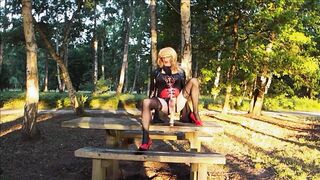Crossdressed Gina Having Sex tool Enjoyment Outdoors