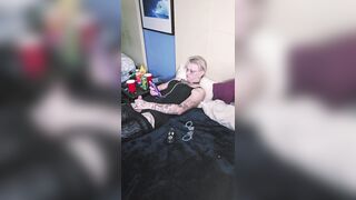 Trans cumslut plays with new facial followed by self-facial