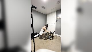 Sexy trans wearing her hawt white costume giant bazookas worthy booty