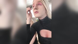 Feminization Makeover - Cleavage and Eyeliner