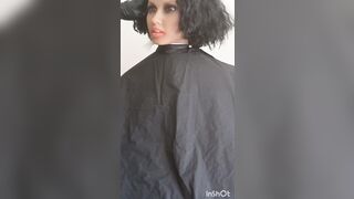Black sex doll Julia transformation glow up chemical salon capes