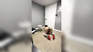 Cute trans wearing her hot red underware giant wang and titties