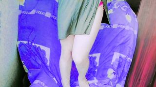 Femboy looking shy during the time that playing with silky ribbon