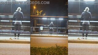 Sissy riding sextoy outside