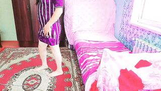 Playful trans cutie holding ice cream with wink