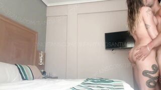 Transgirl Tiffany Towers romantic bareback sex at the hotel anal creampie