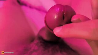 T-girl Glans Closeup - Playing with Precum