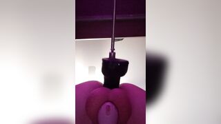 Caged Sissy Whore Screws her Butt with a BBC Screw Machine