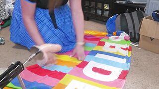 Trans wife takes large dildos hard!!