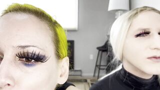 Drag Queen and Woman Makeover Transformation - Mascara, Fake Lashes, Lipstick