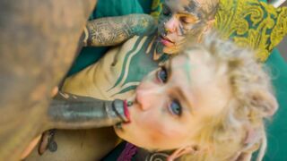 Trans Darksome Leaves Joins Tattooed Pair for 1st ATM & Facial