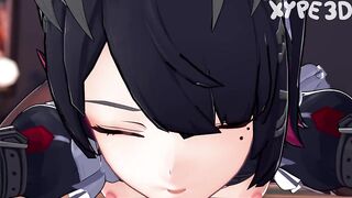 Jane Doe gives Ellen Joe a thick creampie (Shemale hentai, Hardcore, Doggy position)